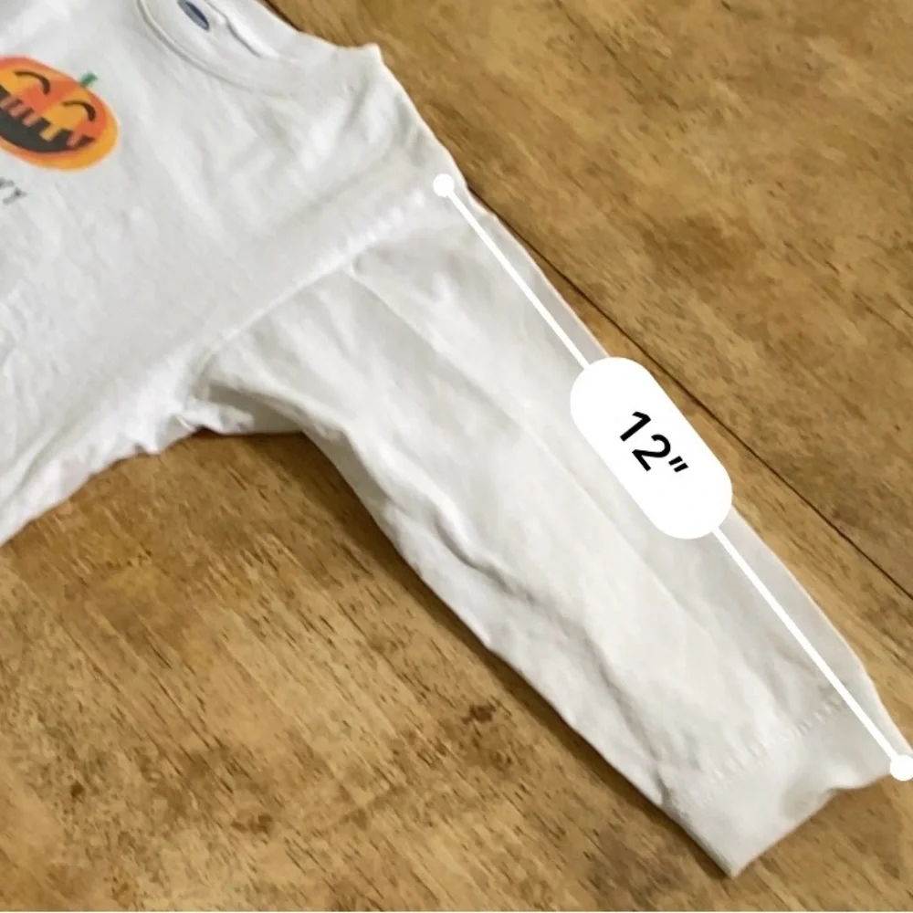 Vintage Old Navy Toddler XXL (24-30 mo) White‎ Cotton Pumpkin Long Sleeve Tee